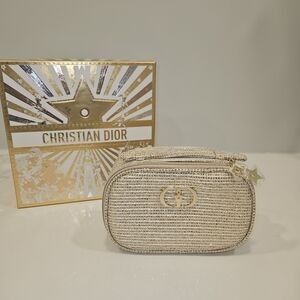 Dior Gold Makeup/Cosmetics Bag